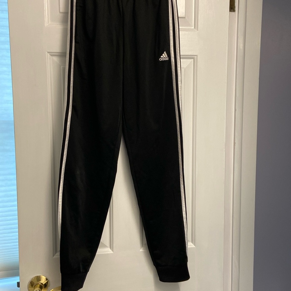 Boys Large Adidas jogger style soccer pants black
